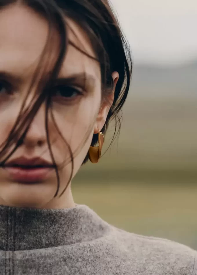 Éole Slim Hoop Earrings Edition Camel Leather Éole Slim Hoop Earrings Edition Camel Leather