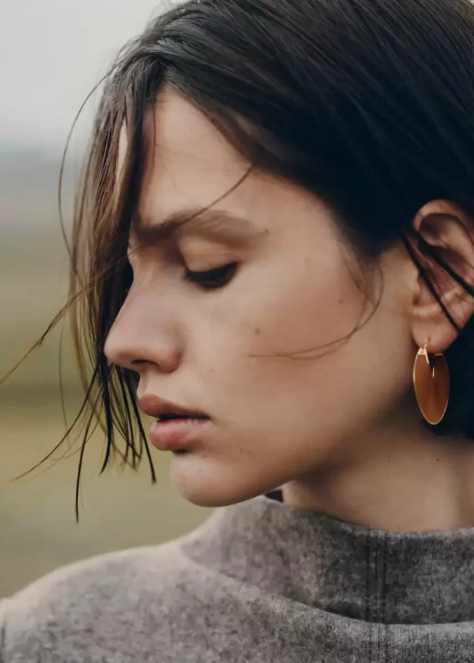 Éole Slim Hoop Earrings Edition Camel Leather Éole Slim Hoop Earrings Edition Camel Leather