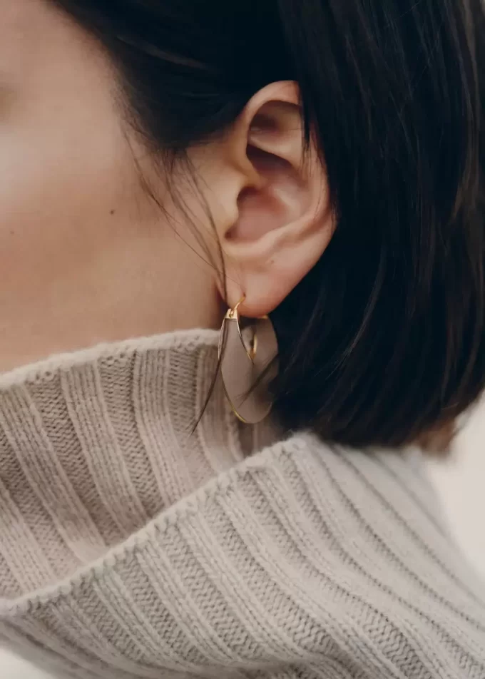 Éole Slim Hoop Earrings Edition  Taupe Leather